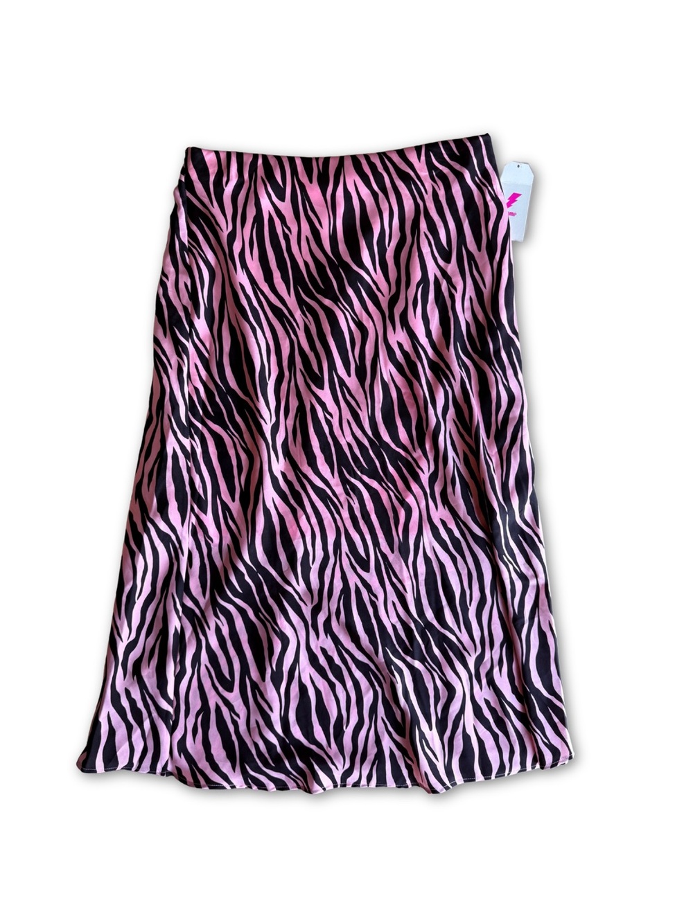 Deadstock Vintage AMP Pink Zebra Print Satin MIDI Skirt L